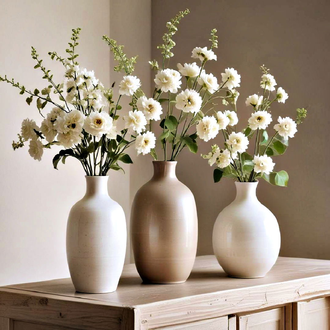 elegant ceramic vases - 40 Neutral Living Room Ideas