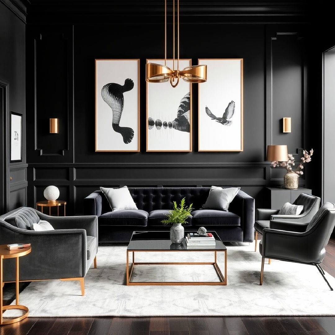 elegant charcoal monochromatic living room - 25 Monochromatic Living Room Ideas