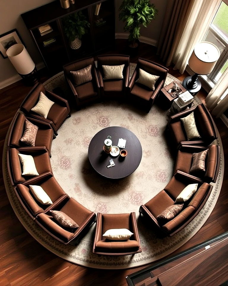 elegant circular seating arrangement - 25 Living Room Layout Ideas