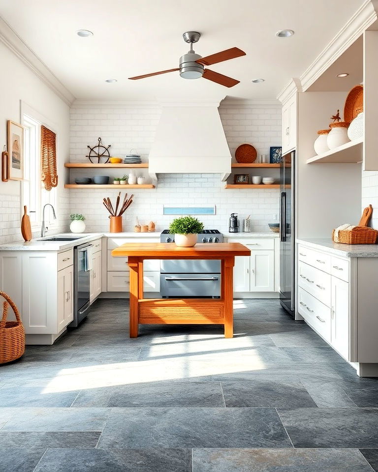 elegant coastal kitchen with slate floor - 20 Kitchens With Slate Floors