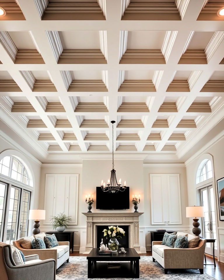 elegant coffered vaulted ceiling - 40 Vaulted Ceiling Ideas