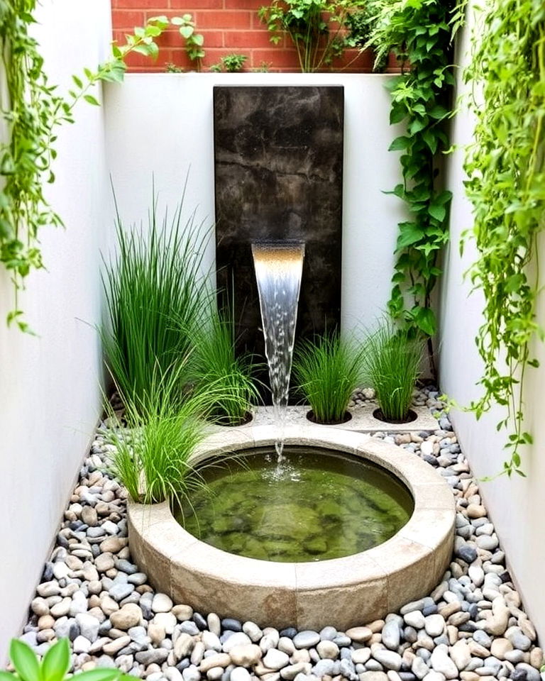 elegant compact water feature - 20 Narrow Garden Ideas
