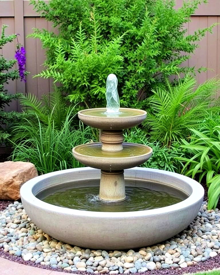 elegant concrete fountain feature - 25 Concrete Landscaping Ideas