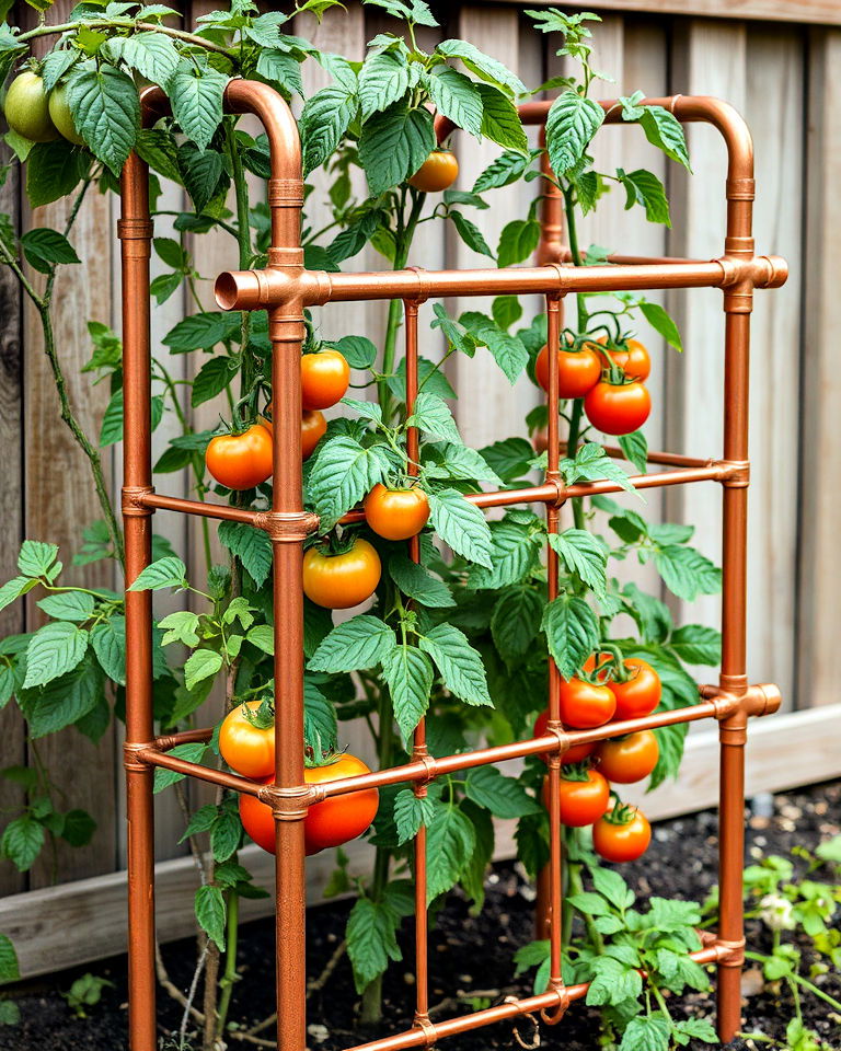 elegant copper pipe trellis - 30 Tomato Trellis Ideas