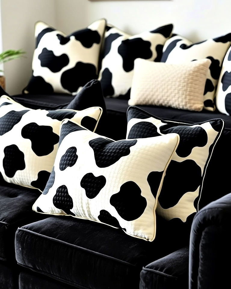 elegant cow print throw pillows - 15 Cow Print Room Decor Ideas