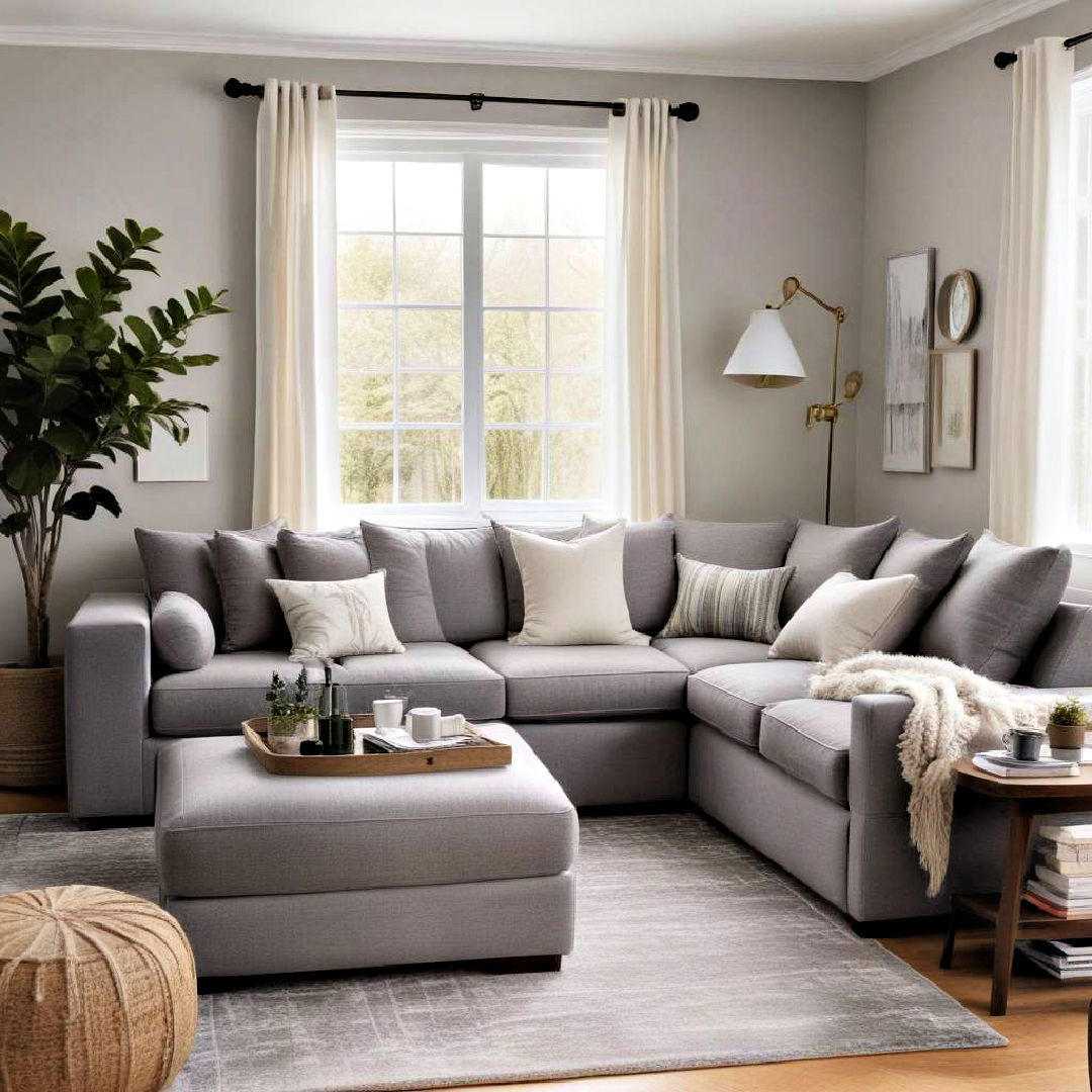 elegant cozy corner charm - 15 Grey Sectional Living Room Ideas