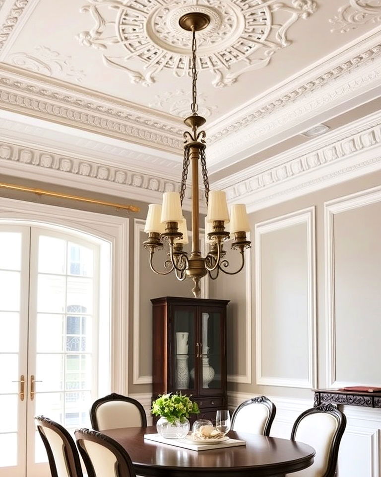elegant crown molding for parisian feel - 25 French Parisian Dining Room Ideas