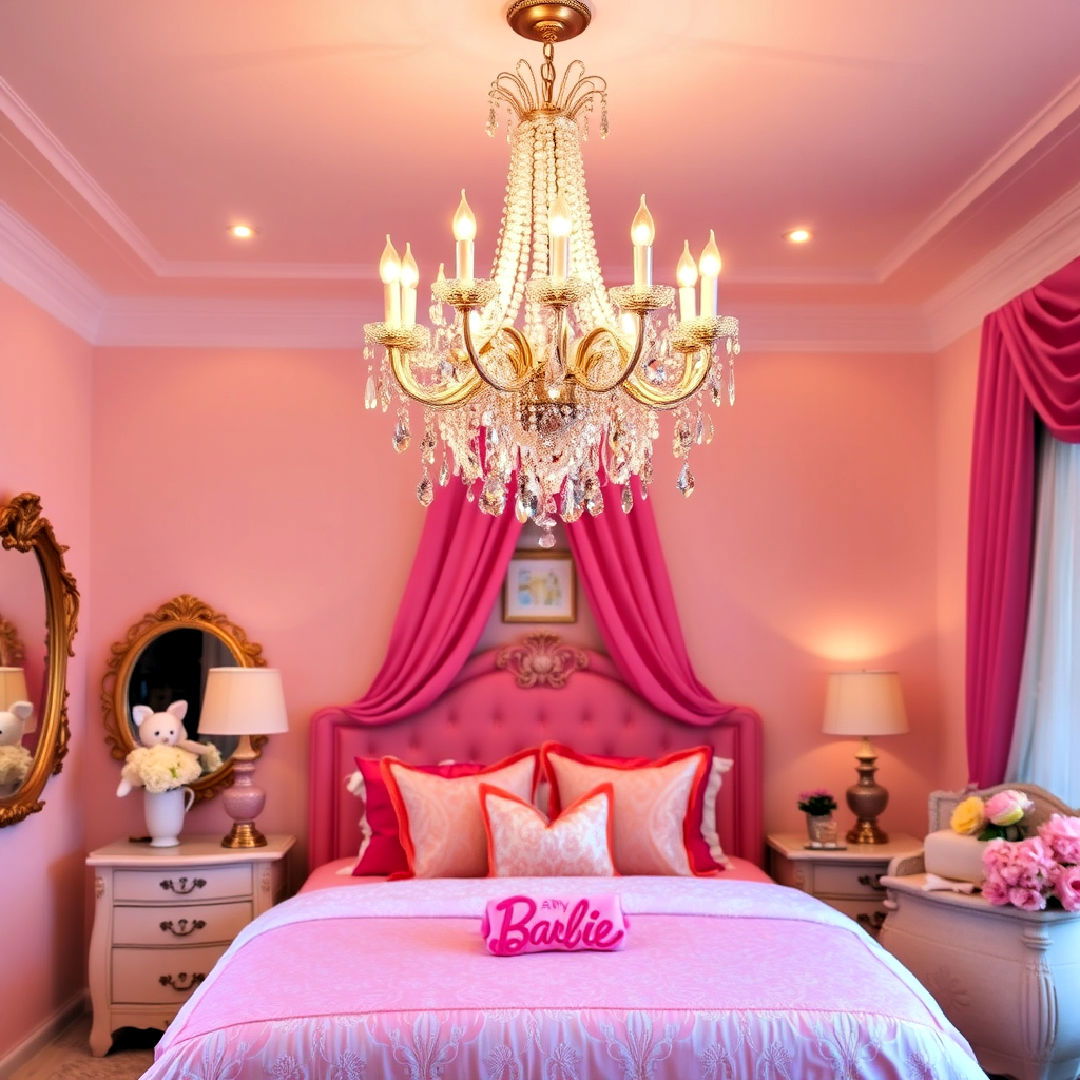 elegant crystal chandelier lighting - 25 Barbie Room Ideas