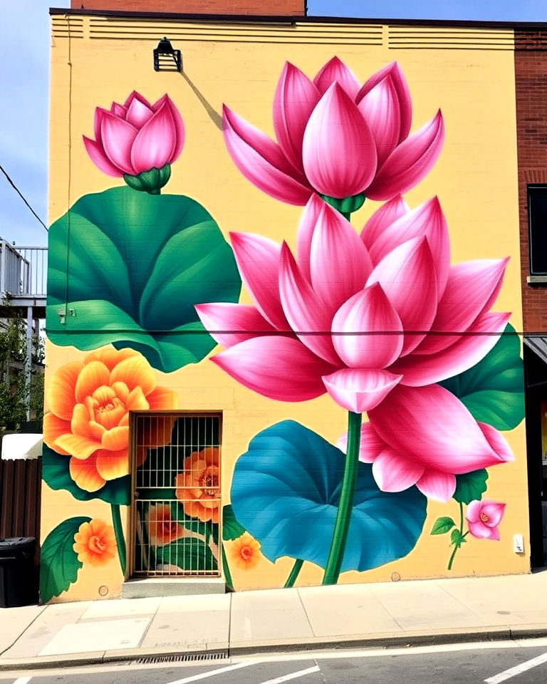 elegant cultural tribute through floral motifs - 20 Flower Murals on Buildings