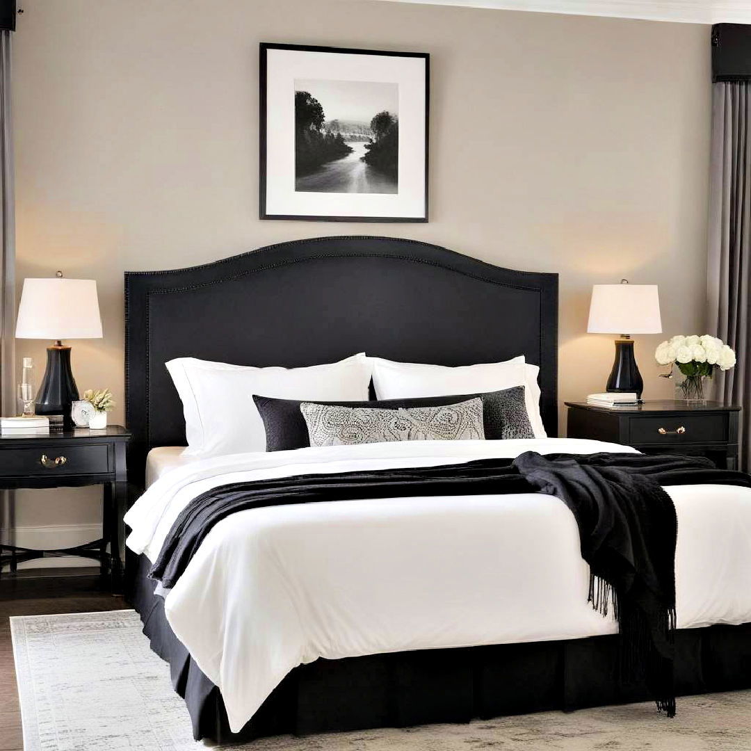 elegant curved black headboard - 15 Black Headboard Bedroom Ideas