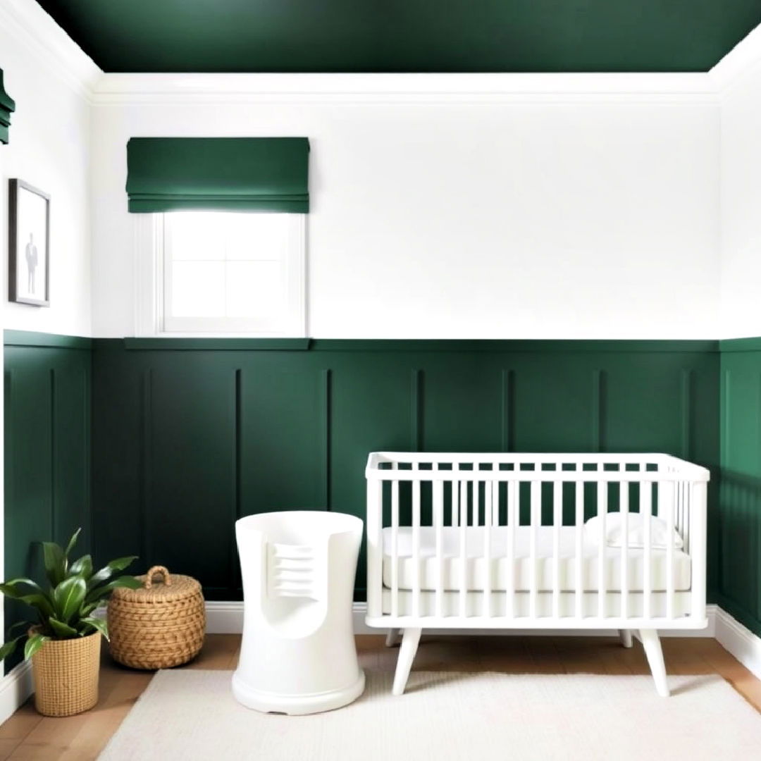 elegant dark green and white combination - 25 Dark Green Nursery Ideas