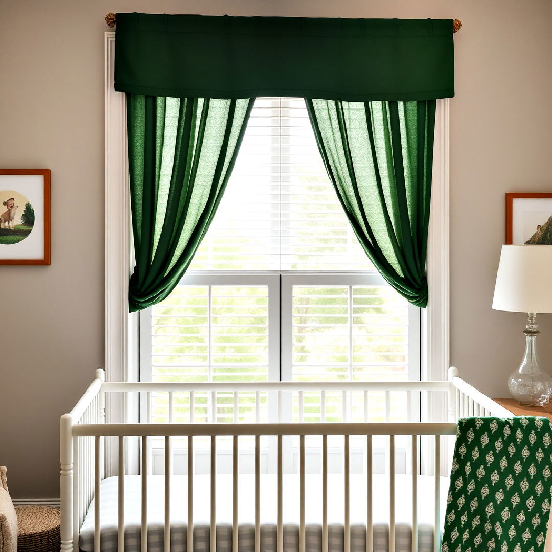 elegant dark green window valance - 25 Dark Green Nursery Ideas
