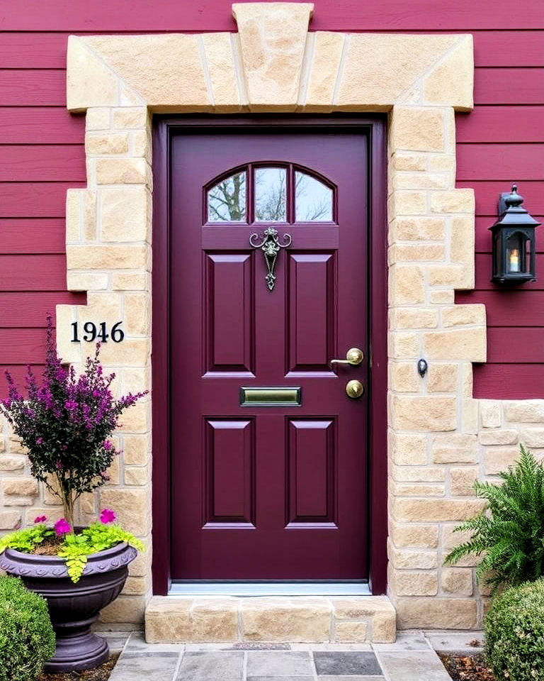 elegant dark mulberry front door - 20 Purple Front Door Ideas