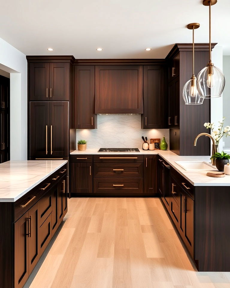 elegant dark wenge wood cabinets - 30 Dark Wood Kitchen Cabinets