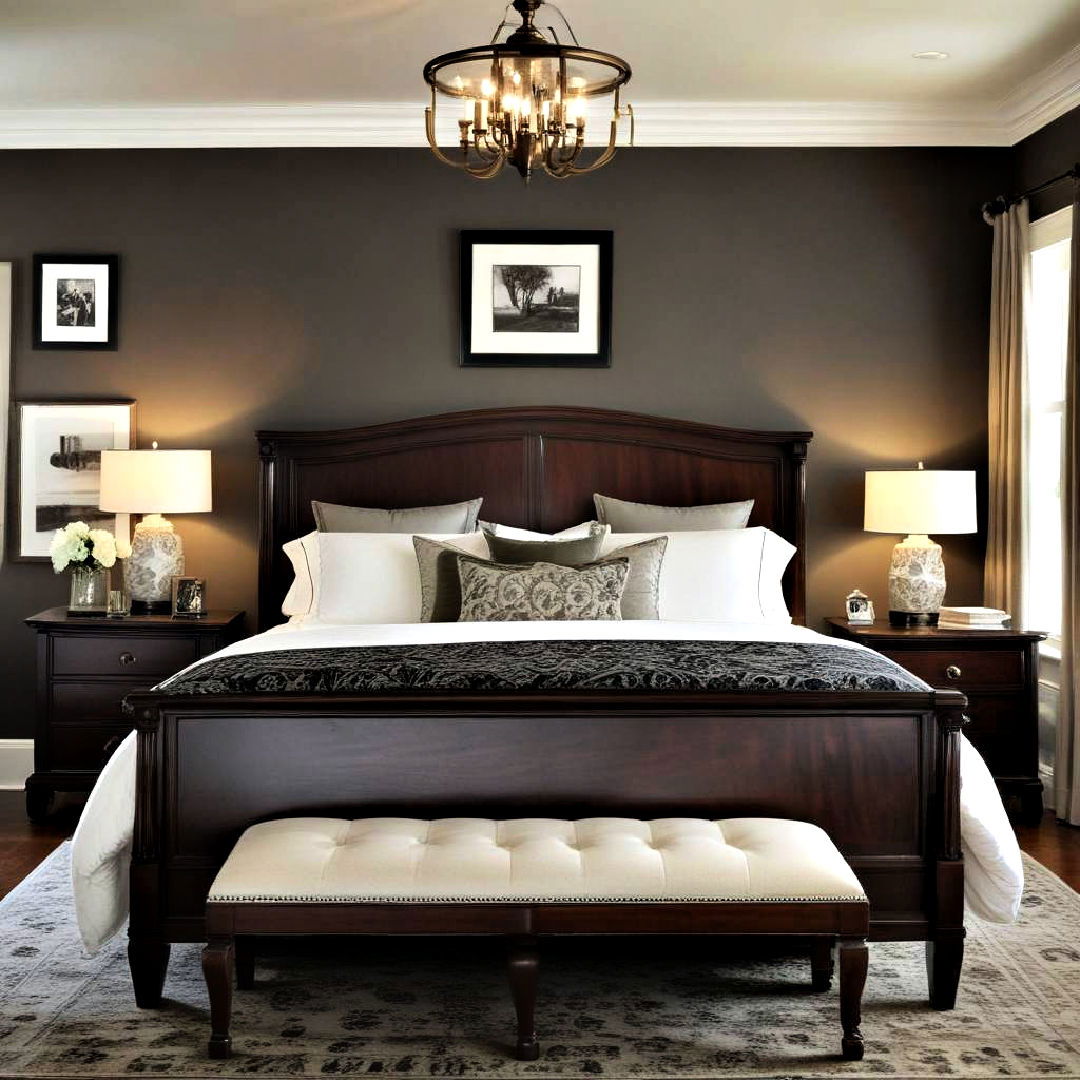 elegant dark wood furniture - 25 Dark Bedroom Ideas