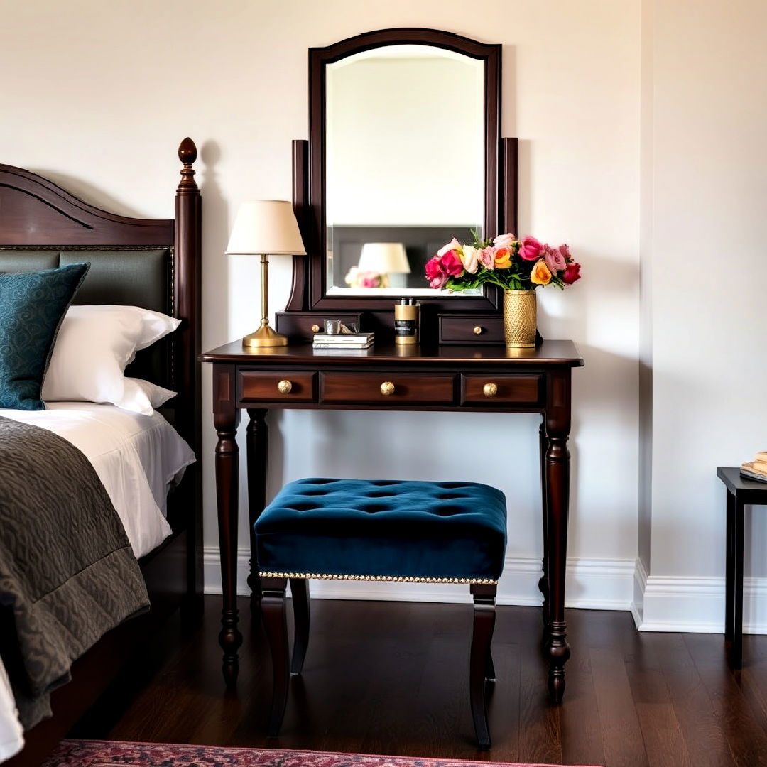 elegant dark wood vanity - 20 Dark Wood Bedroom Ideas