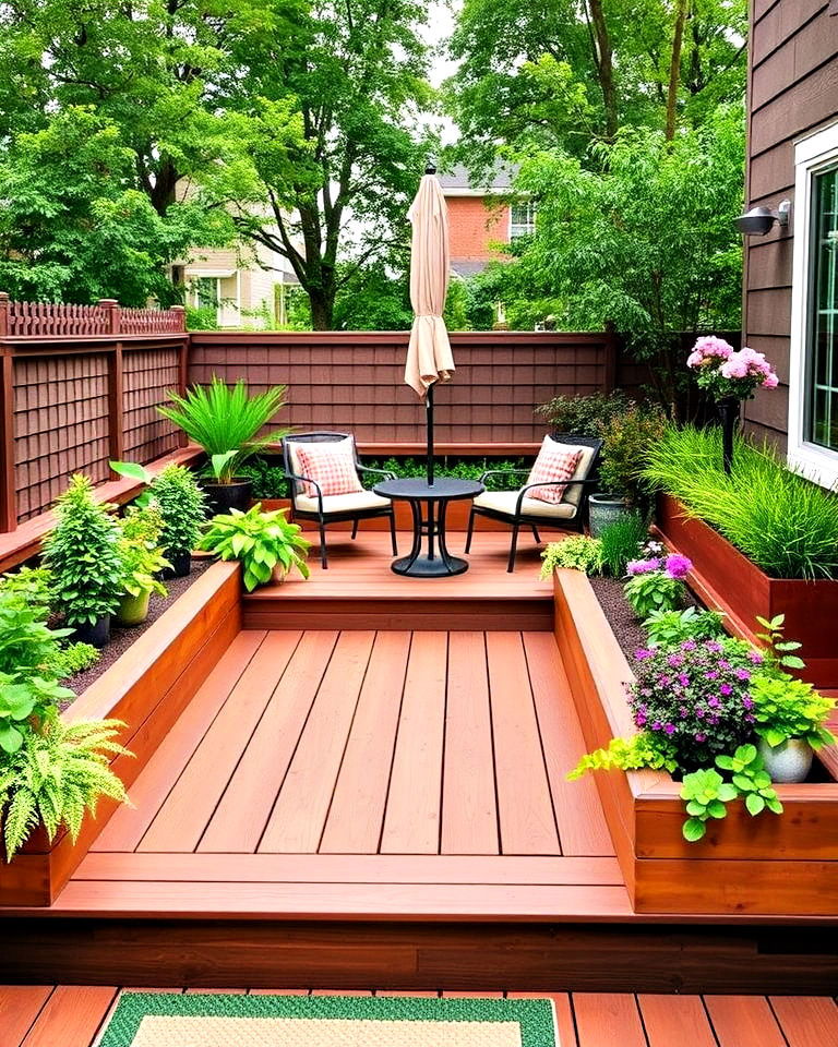 elegant deck with built in planters - 30 Patio Deck Ideas