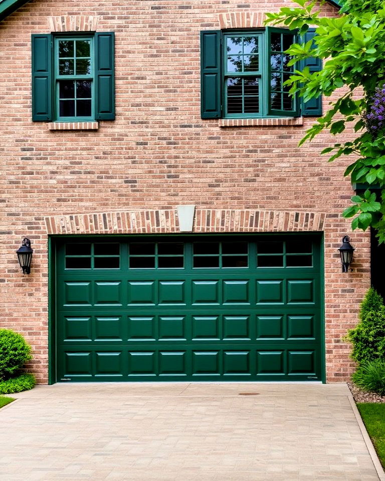 elegant deep forest green garage door - 20 Green Garage Door Ideas