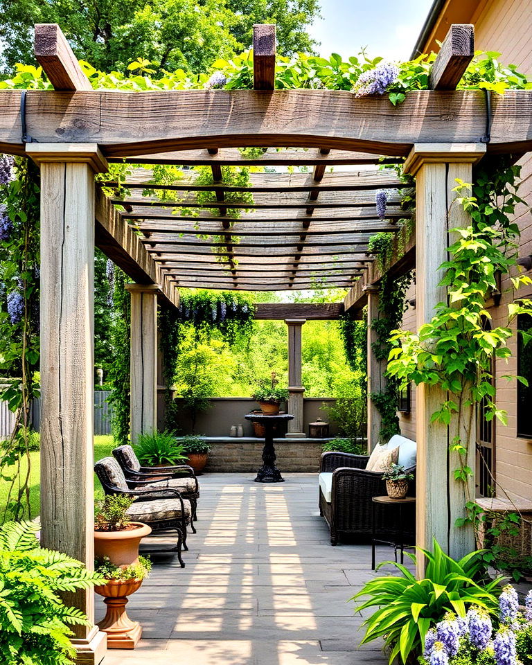 elegant design rustic pergola - 30 Traditional French Country House Exterior Ideas