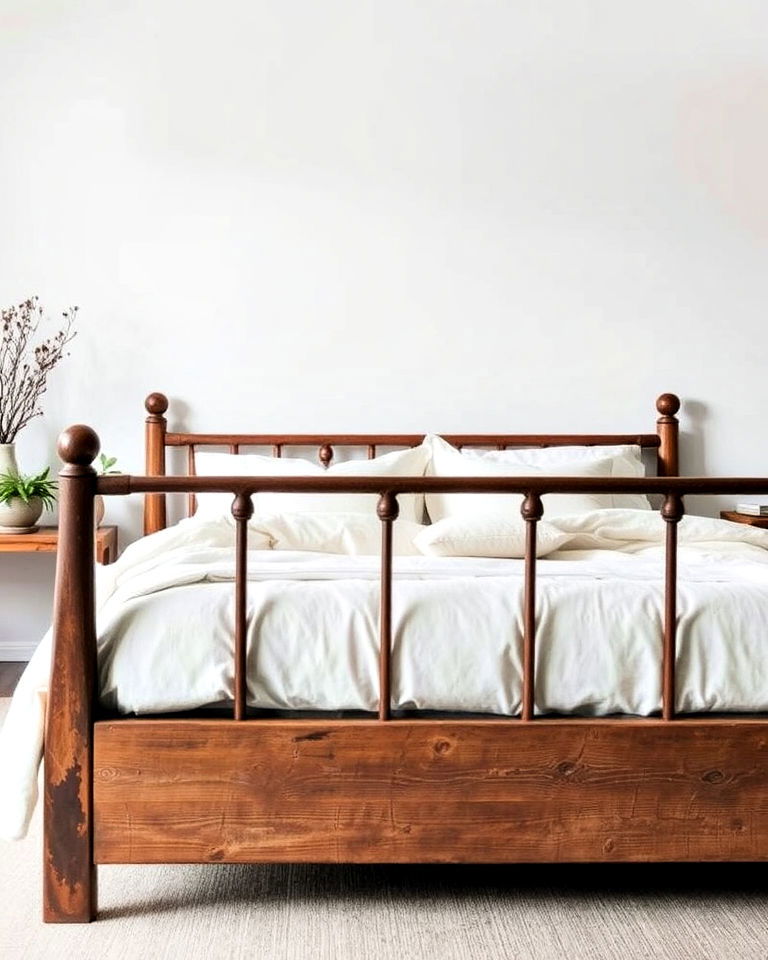 elegant distressed bed frame - 20 Wabi Sabi Bedroom Ideas