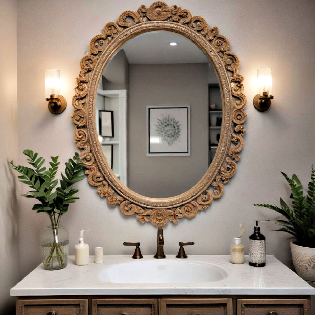 elegant embellished mirror - 25 Boho Bathroom Ideas