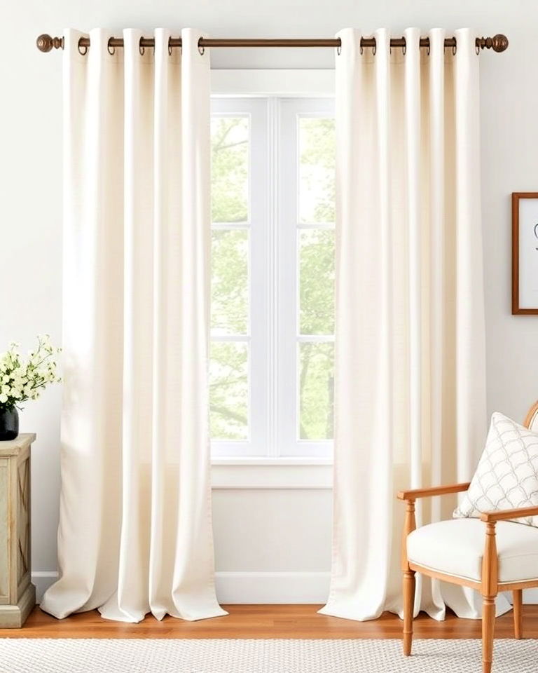 elegant eyelet linen curtains - 40 Farmhouse Window Treatment Ideas