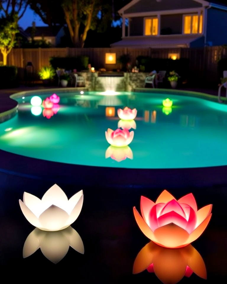 elegant floating pool lights - 40 Backyard Lighting Ideas