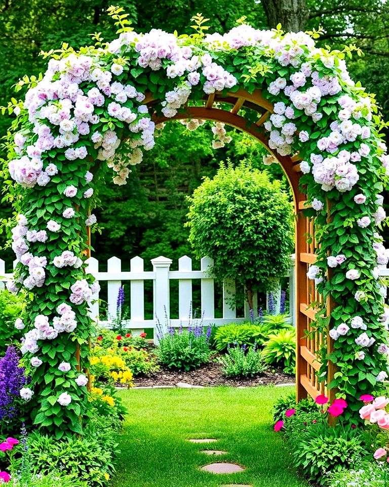 elegant floral canopy arbor - 40 Garden Arbor Ideas