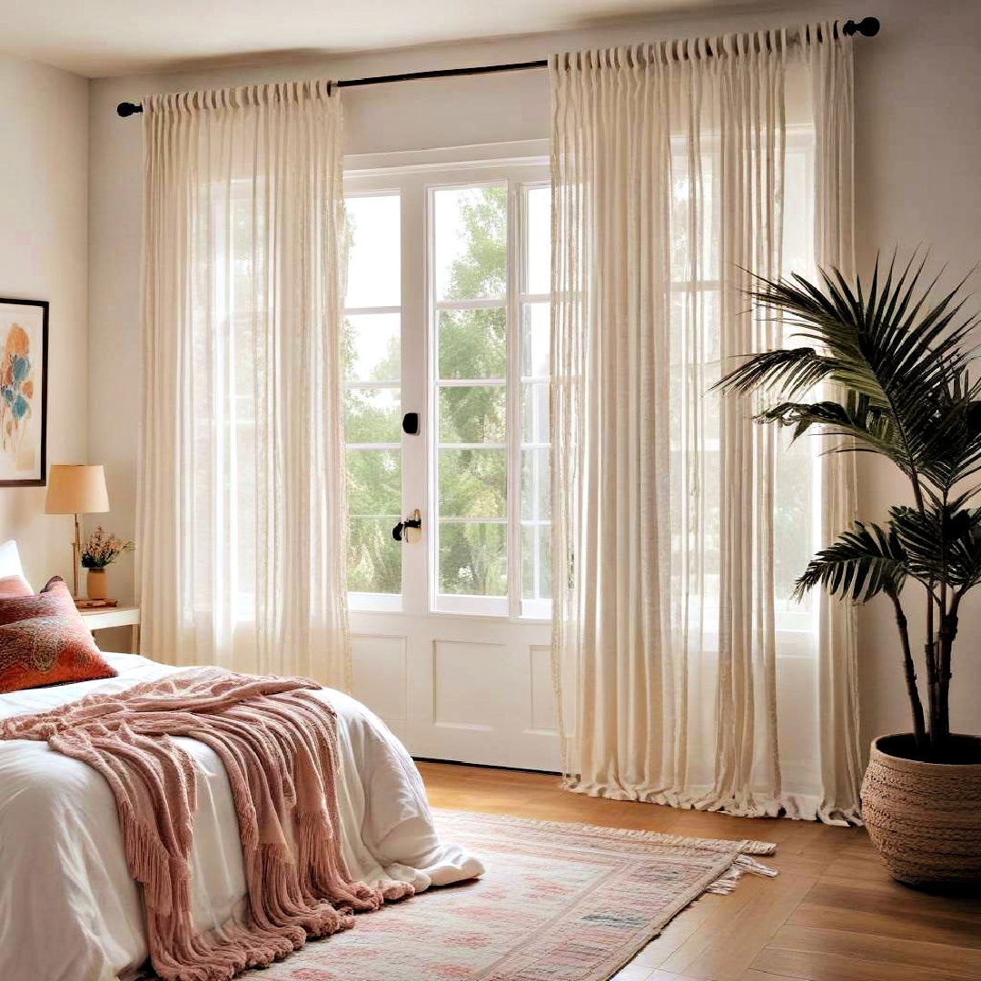 elegant fringe curtains - 40 Boho Bedroom Ideas
