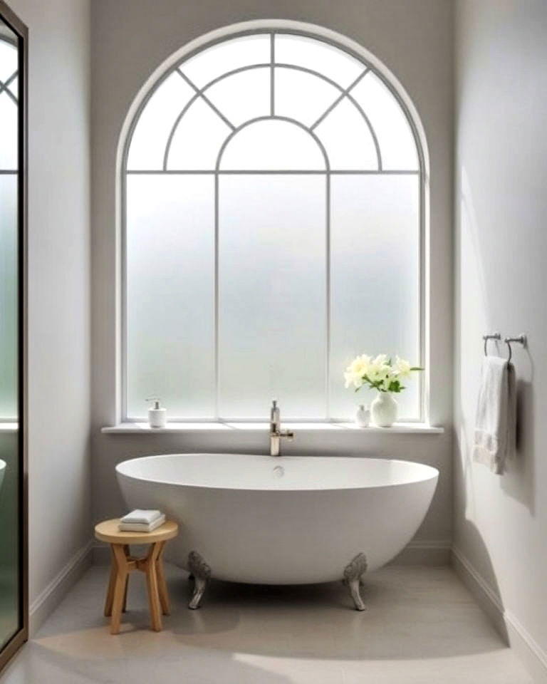 elegant frosted arched bathroom window - 30 Arch Window Design Ideas