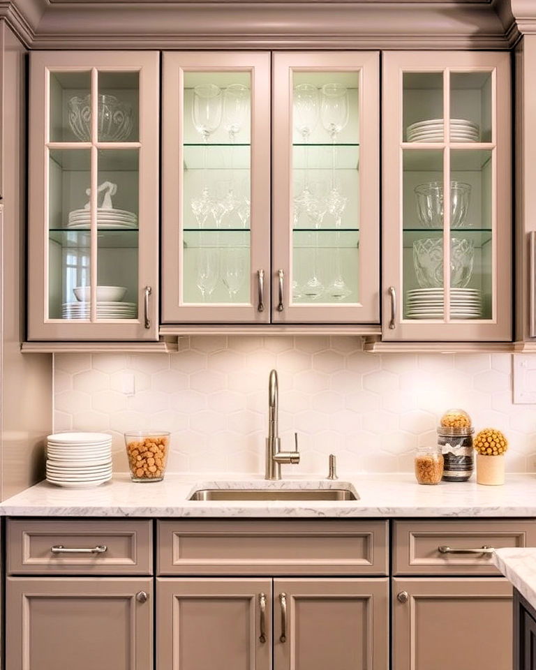 elegant glass front cabinet display - 25 Dream Kitchen Ideas
