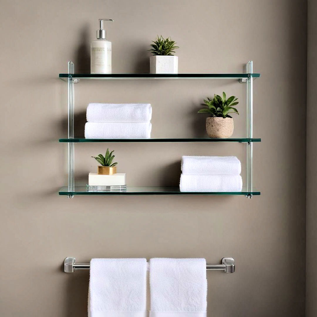 elegant glass shelves - 15 Bathroom Wall Storage Ideas