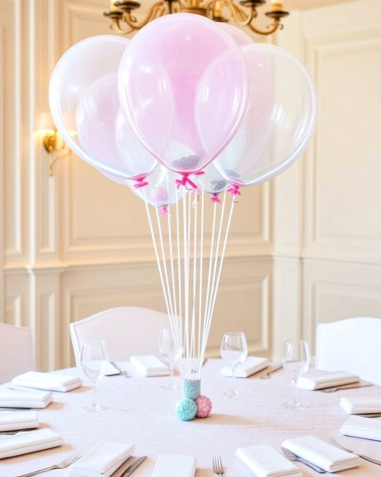elegant glitter dipped balloons - 25 Balloon Centerpiece Ideas