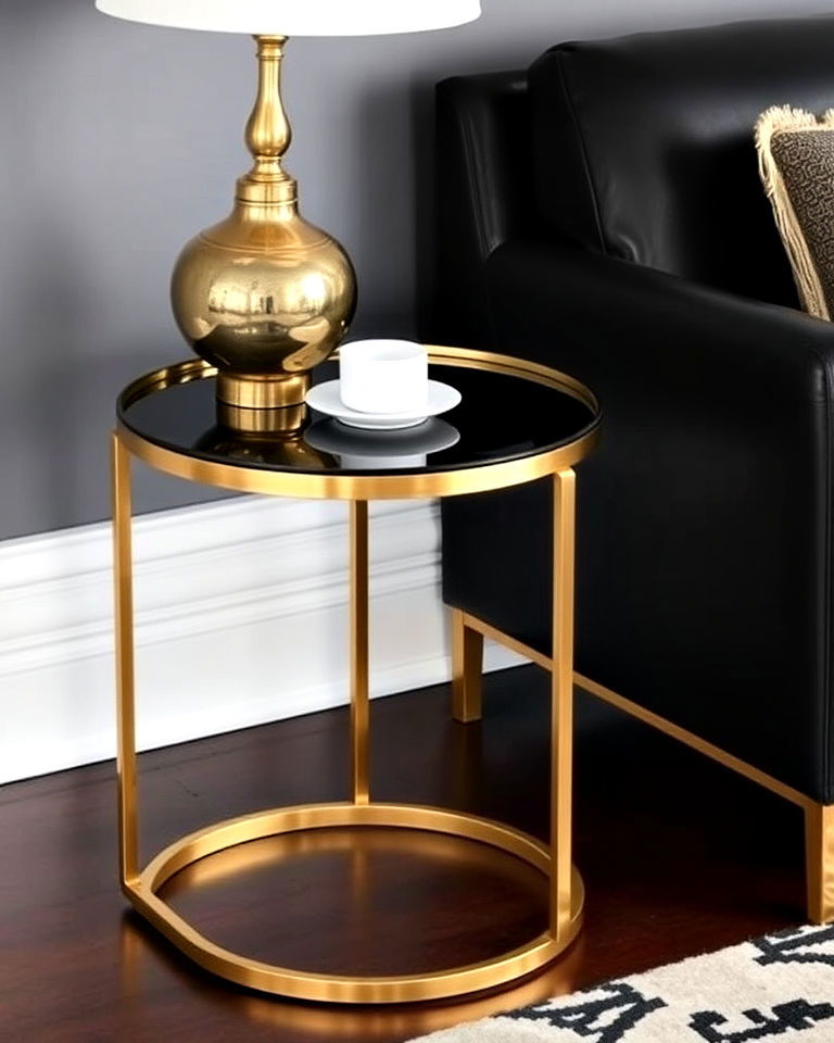 elegant gold and black side table - 40 Black and Gold Living Room Ideas