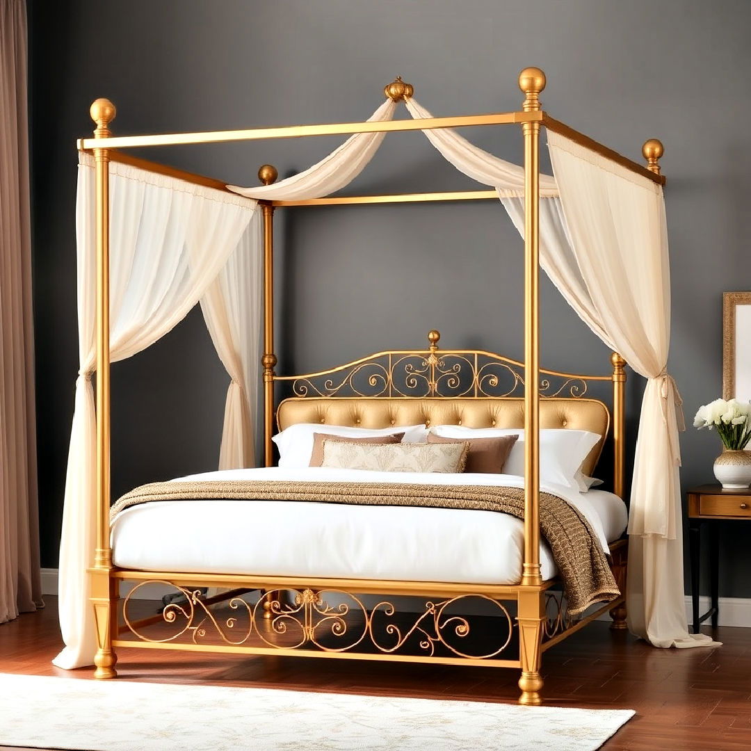 elegant gold canopy bed frame - 25 Gold Bedroom Ideas