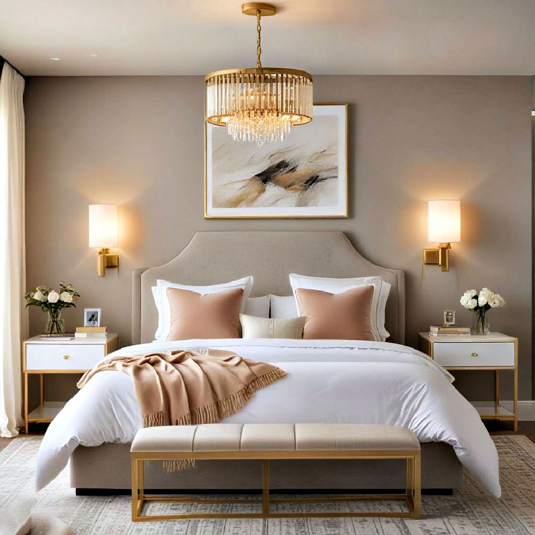 elegant gold lighting fixtures - 25 Gold Bedroom Ideas
