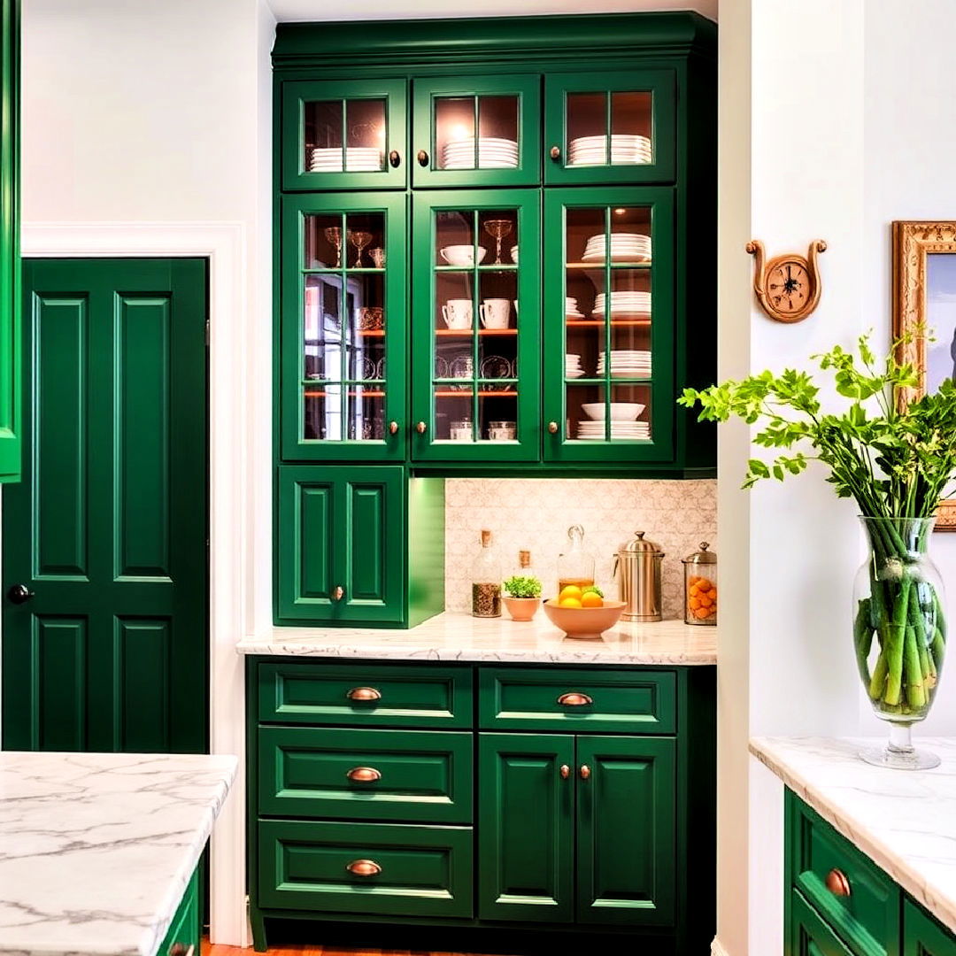 elegant green butlers pantry - 25 Emerald Green Kitchen Ideas