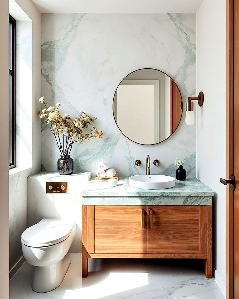 elegant green marble countertop - 20 Small Green Bathroom Ideas