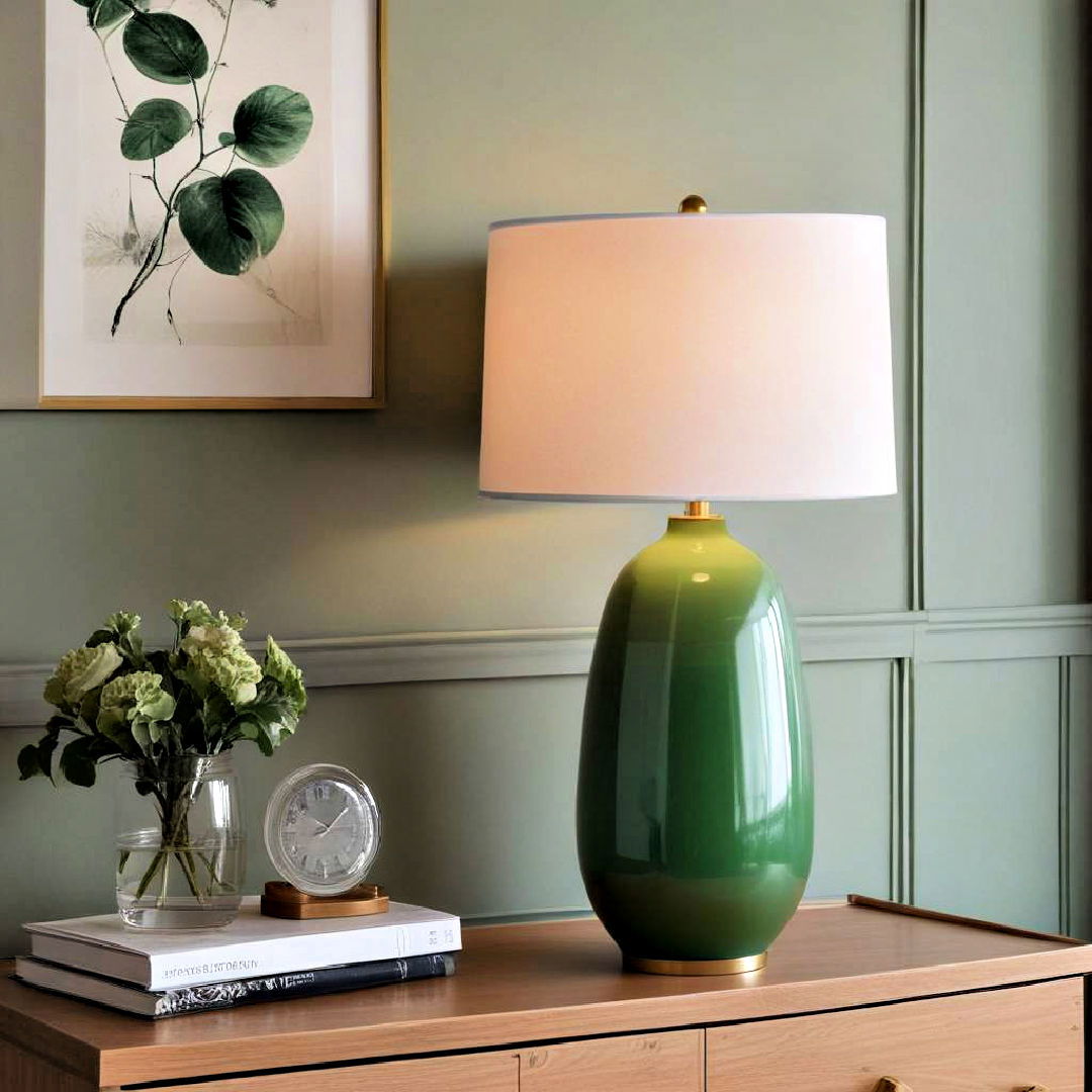 elegant green table lamp - 40 Green Dining Room Ideas