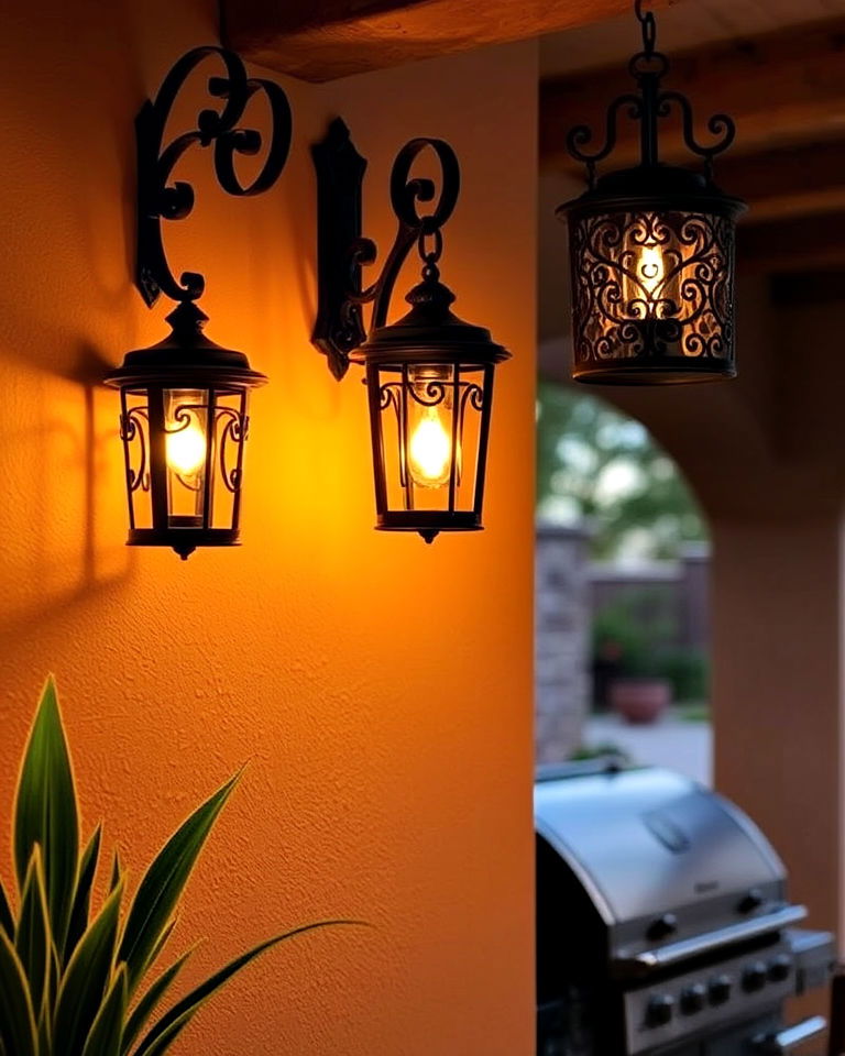 elegant hacienda style lighting - 20 Mexican Outdoor Kitchen Ideas