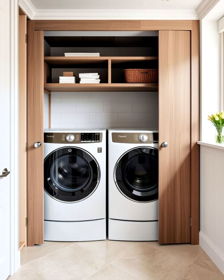 elegant hidden washer and dryer - 30 Luxury Modern Laundry Room Ideas