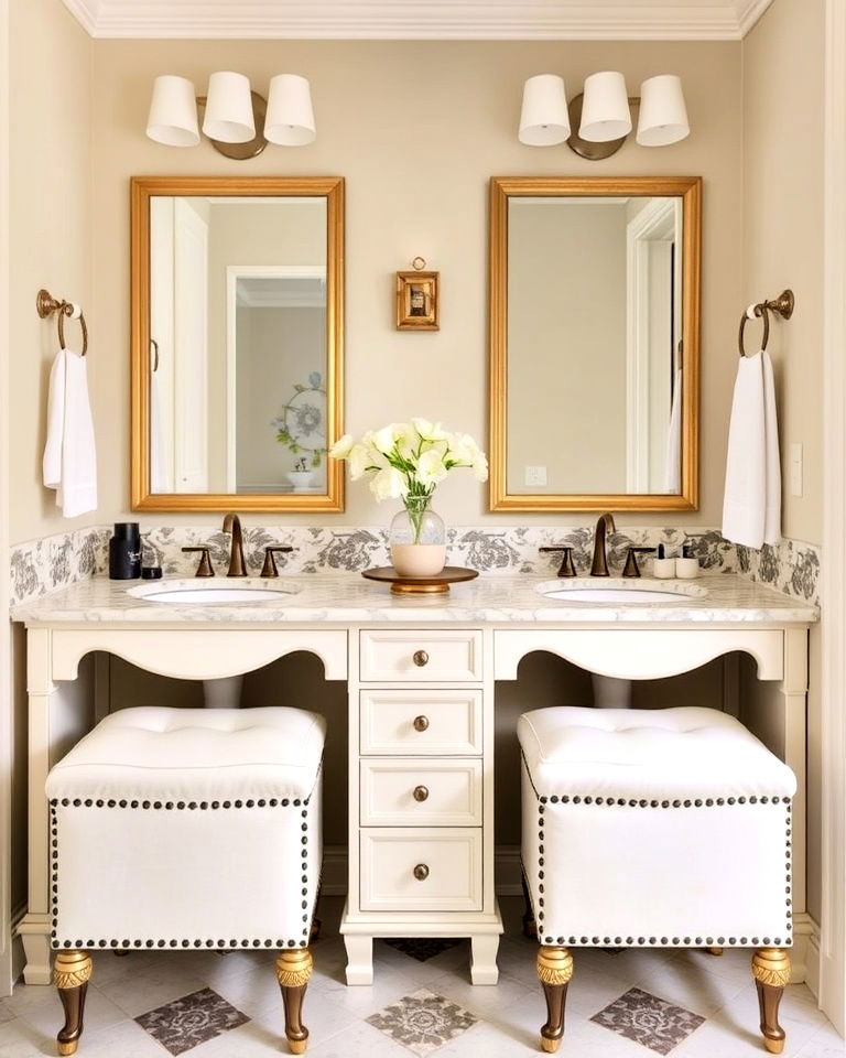 elegant his and her vanity stools - 15 His and Her Bathroom Ideas