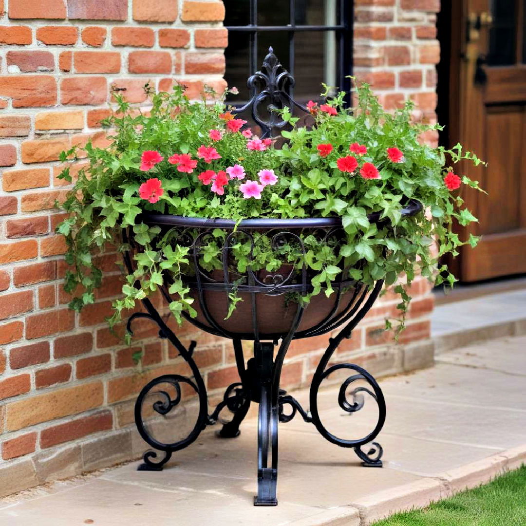 elegant iron flower pot - 40 Container Garden Ideas