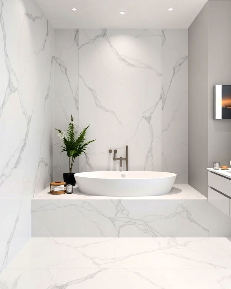 elegant large marble slabs - 40 Bathtub Tile Ideas