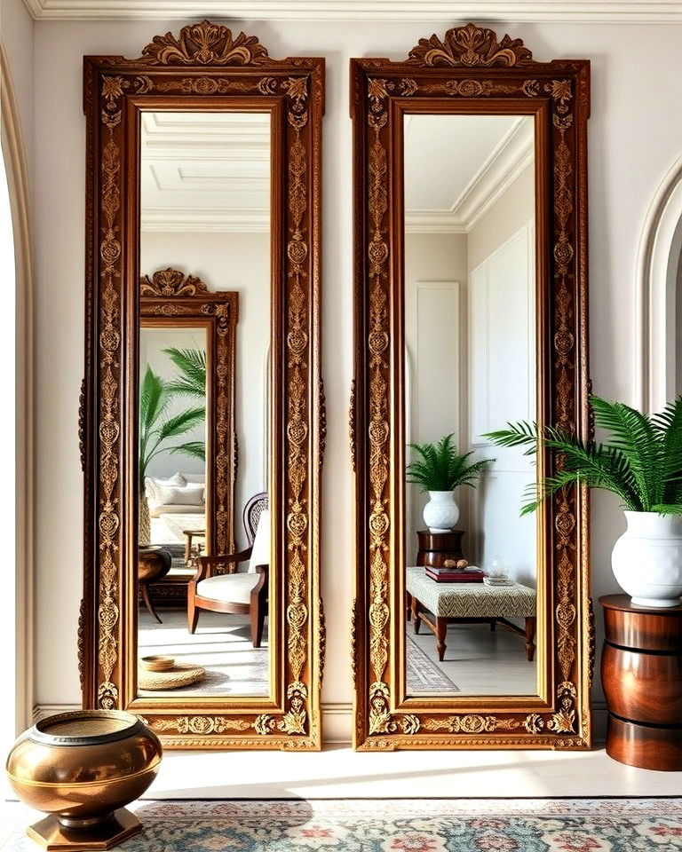 elegant large mirrors with ornate frames - 20 Arabic Interior Design Ideas
