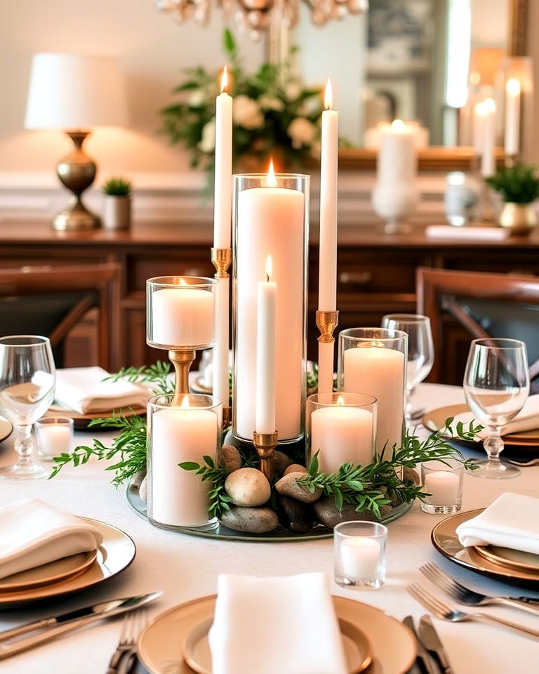elegant layered candle centerpiece - 15 Decorating With Candles