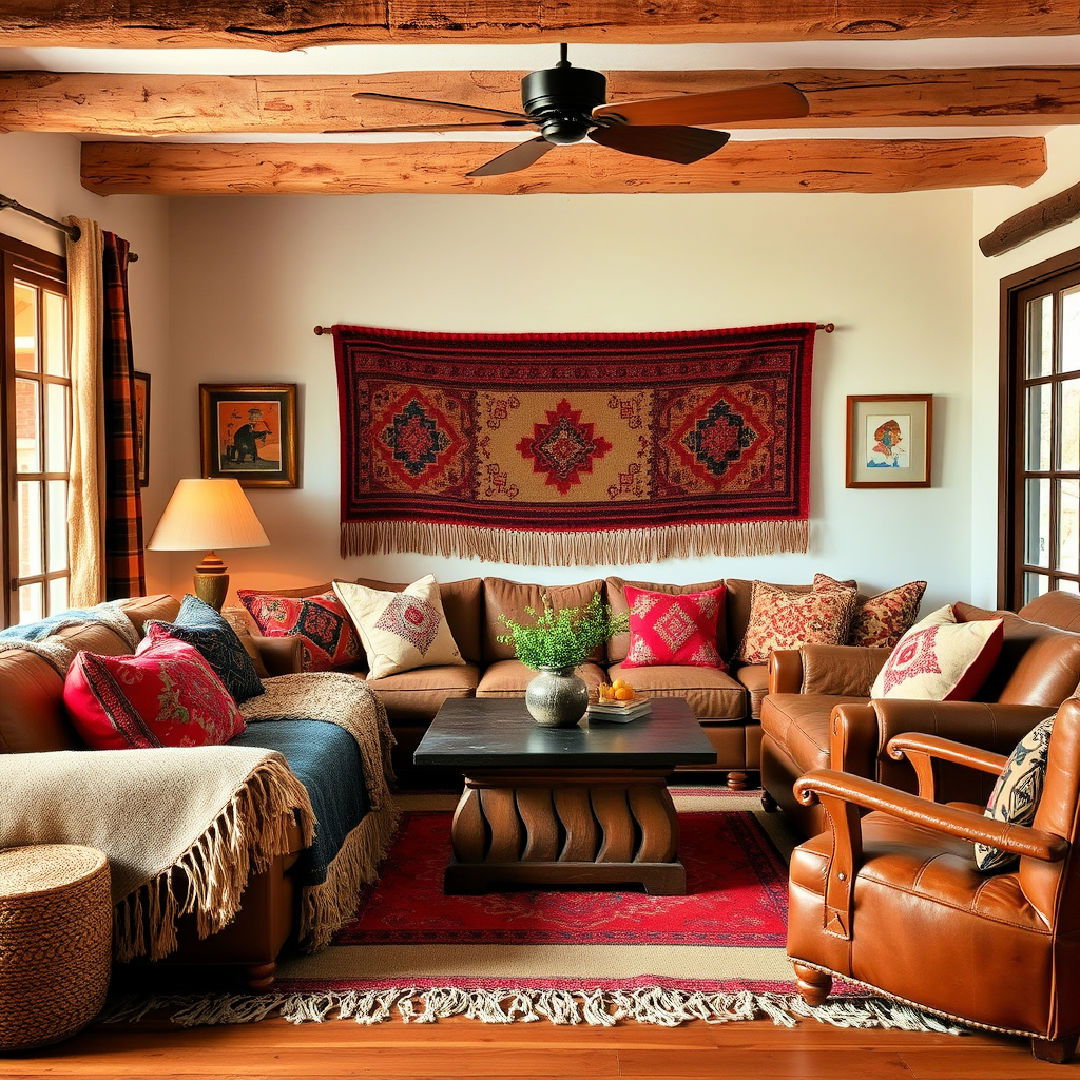 elegant layered textiles - 25 Southwestern Living Room Ideas