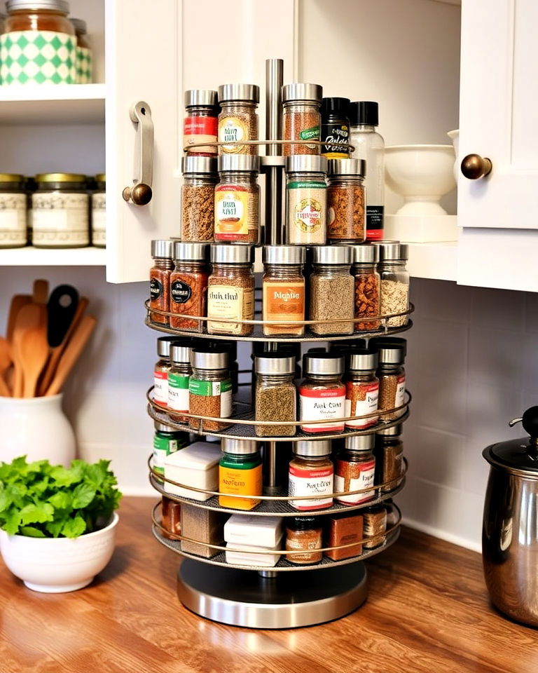 elegant lazy susan spice organizer - 40 Spice Rack Ideas