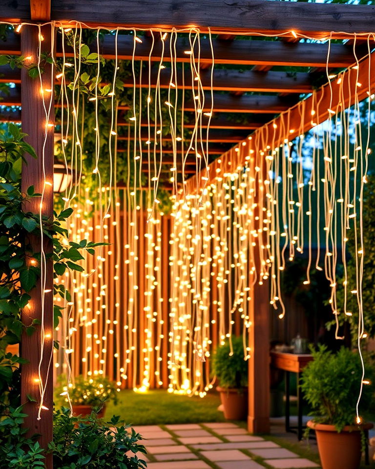 elegant light curtains for vertical spaces - 40 Garden Lighting Ideas