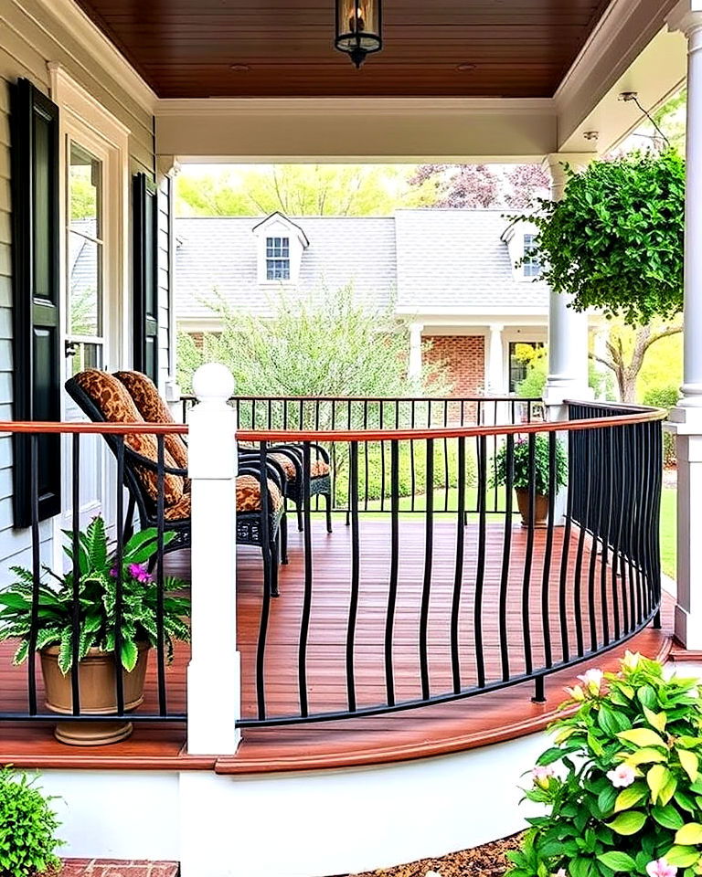 elegant look curved railings - 25 Front Porch Railing Ideas